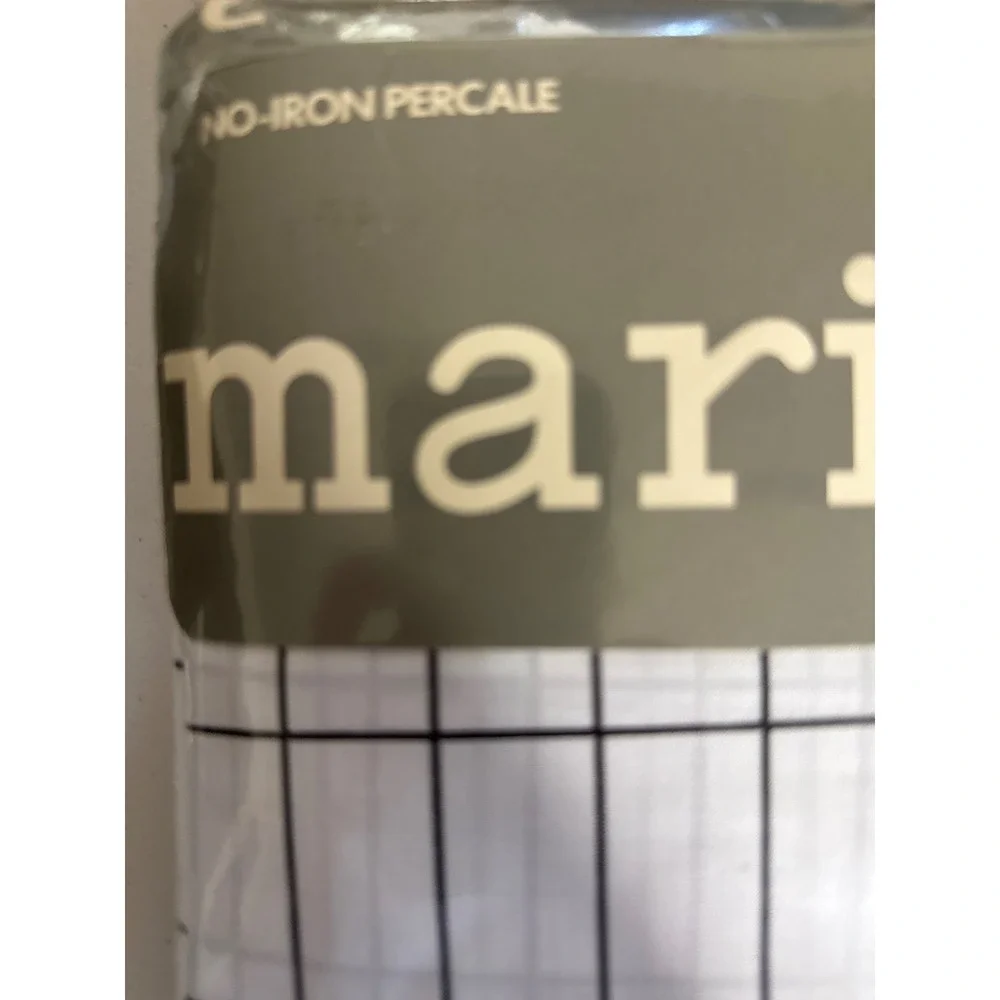 Vintage 1982 Marimekko Dan River Architecture Twin Flat Sheet Grid Black White-2
